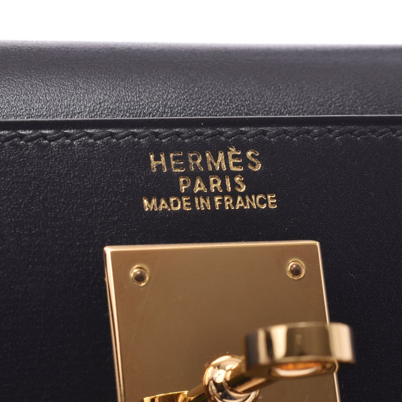 HERMES エルメス ケリー 32 外縫い 2WAYバッグ 黒 ゴールド金具 □B刻印(1998年頃) レディース BOXカーフ ハンドバッグ Aランク 中古 銀蔵