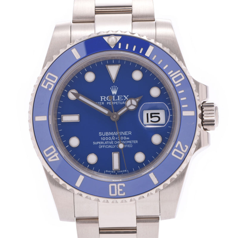 劳力士劳力士潜艇生产模型116619lb男子WG手表自动上链蓝色表盘等级使用银股票结束