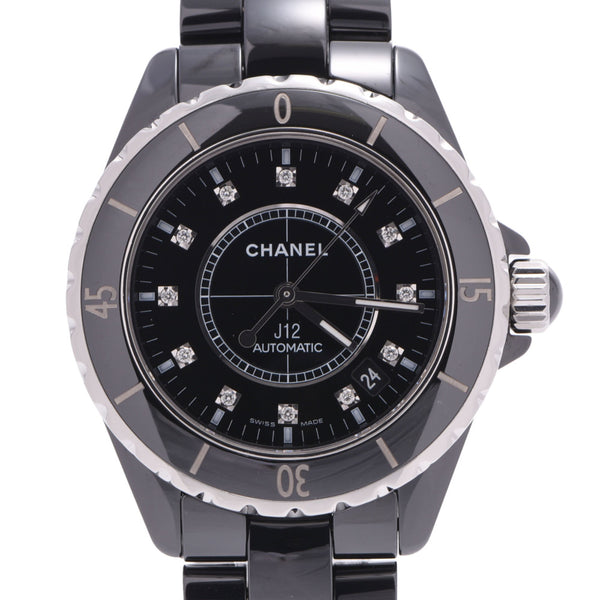 CHANEL Chanel J12 38mm 12P diamond H1626 men black ceramic /SS watch self-winding watch lindera board A rank used silver storehouse