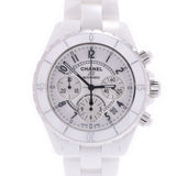 CHANEL Chanel J12 41mm Chrono Bezel New H1007 Men White Ceramic / SS Watch Automatic Wound White Figure A Rank Used Silgrin