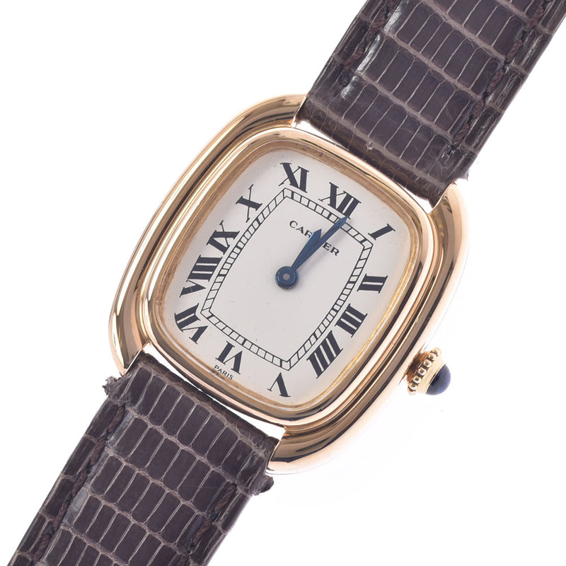 Cartier Cartier Antique Women's YG / Leather Watch Hand-rolled White Flight AB Rank Used Silgrin