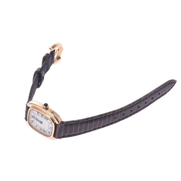 CARTIER カルティエ アンティーク レディース YG/革 腕時計 手巻き 白文字盤 ABランク 中古 銀蔵