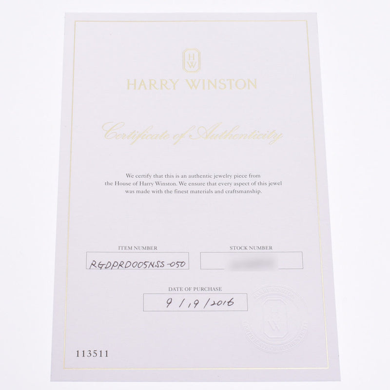 HARRY WINSTON Harry Winston Round Solitaire Ring Diamond 0.50ct E-VS2-VG No. 9 Ladies Pt950 Platinum Ring / Ring A Rank Used Ginzo