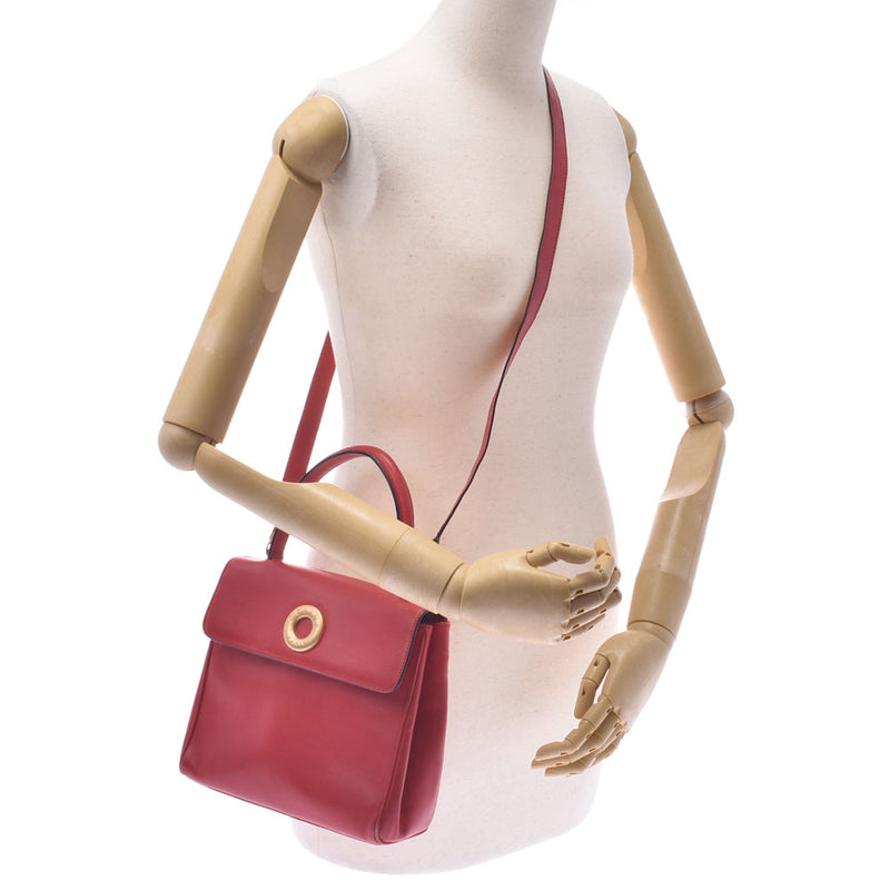 CELINE Celine 2Way bag vintage red gold fittings lady scarf handbag B rank used silver warehouse