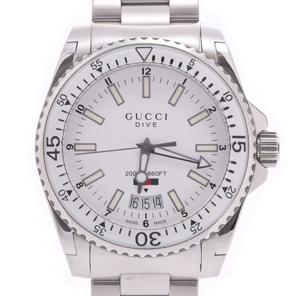 GUCCI Gucci Dive 136.3 Men SS Watch Quartz White Figure AB Rank Used Silgrin