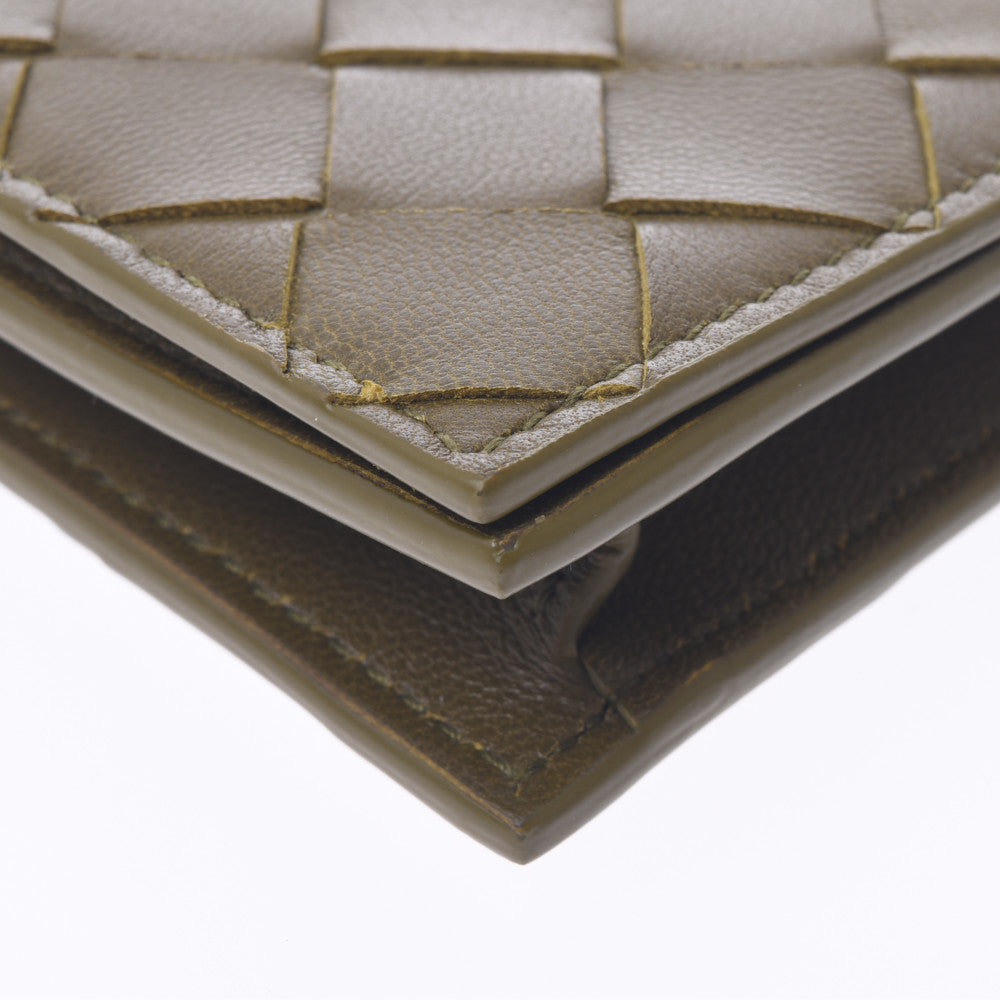 ボッテガヴェネタイントレチャート 名刺入れ 現行 カーキ ユニ