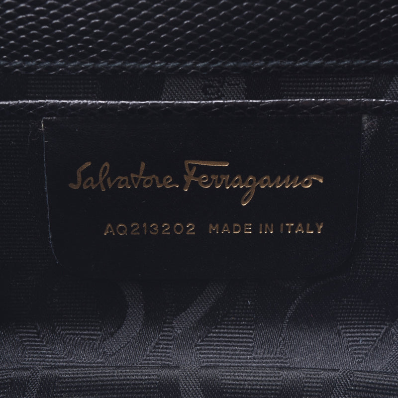 Salvatore Ferragamo, Ferragamo, Vara, minichain shoulder, black gold, ladies, press leather, shoulder bag A rank, used silverware