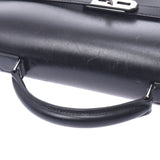 HERMES Hermes Kelly Depeche 38 black silver metal fittings □ F engraved (around 2002) Men's BOX calf business bag B rank used Ginzo