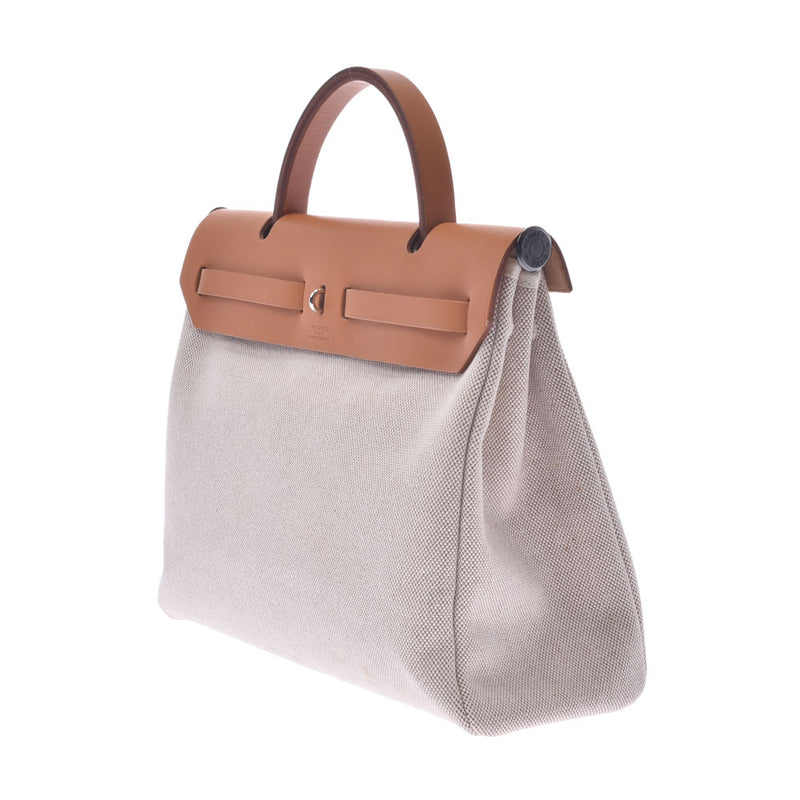 HERMES Hermes Ale Bag PM 2WAY Bag Natural Silver Fittings □ E Engraved (c. 2001) Unisex Canvas/Leather Tote Bag A Rank Used Ginzo