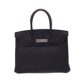 HERMES エルメス バーキン 30 黒 シルバー金具 □P刻印(2012年頃) レディース トゴ ハンドバッグ Aランク 中古 銀蔵