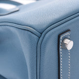 HERMES Hermes Birkin 30 Blue Gene Silver Metal Fittings □ M Engraved (Around 2009) Ladies Vaux Epson Handbag AB Rank Used Ginzo