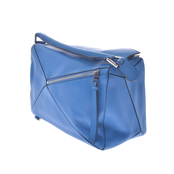 Loewe Loewe Puzzle Bag 2way Bag Blue女性的Curf手提包A-Rank使用Silgrin