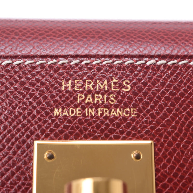 HERMES エルメス ケリー35 外縫い ルージュアッシュ ゴールド金具 □E刻印(2001年頃) レディース リセ ハンドバッグ Aランク 中古 銀蔵