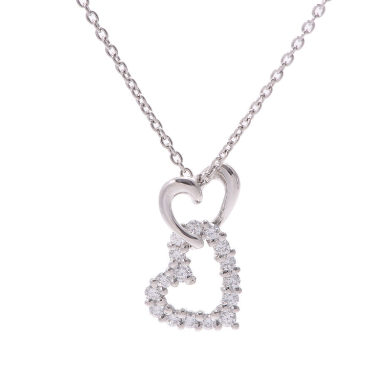 【Financial sales sale】 Royal AssCher Royal Asher Double Heart Diamond 0.10ct Women's PT850 Platinum Necklace A-Rank Used Sinkjo