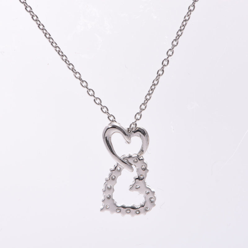 【Financial sales sale】 Royal AssCher Royal Asher Double Heart Diamond 0.10ct Women's PT850 Platinum Necklace A-Rank Used Sinkjo