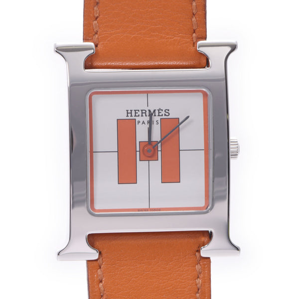 Hermes Hermes Ramsis Limited Item HH1.510□电子雕刻（2001年左右）女士SS /皮革手表石英白色航班A-Rank二手级