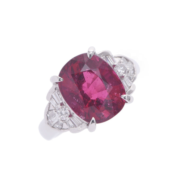 [Summer Selection Recommended] Other Tourmaline / Diamond No. 13 Ladies PT900 Platinum Ring / Ring A Rank Used Silgrin