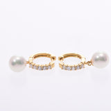 Other Pearl Diamond 0.10/0.10ct Ladies K18YG Earrings A Rank Used Ginzo