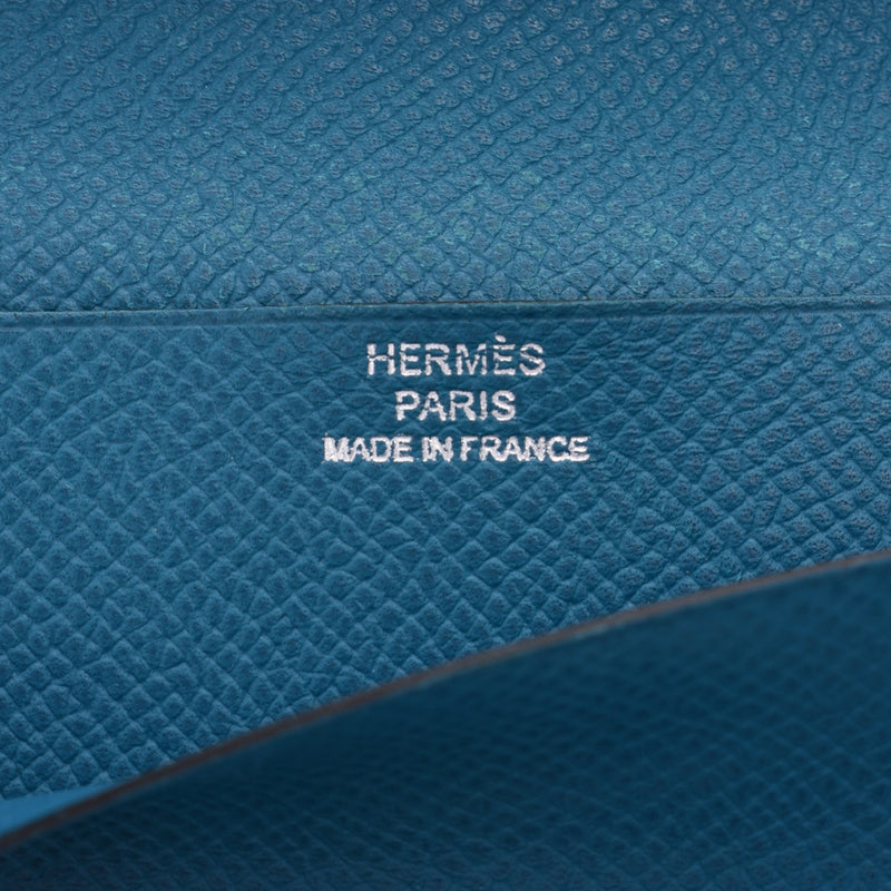 HERMES Hermes MC2 Fleming Cobalt □ Q engraved (around 2013) Unisex Vaux Epson Wallet B rank Used Ginzo