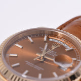 ROLEX ロレックス デイデイト  118138 メンズ YG/革 腕時計 自動巻き コニャック文字盤 Aランク 中古 銀蔵