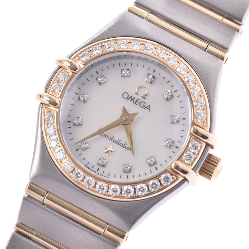 OMEGA Omega Constellation Mini 12P Diamond Bezel Diamond 1360.75 Ladies SS/YG Watch Quartz Shell Dial A Rank Used Ginzo