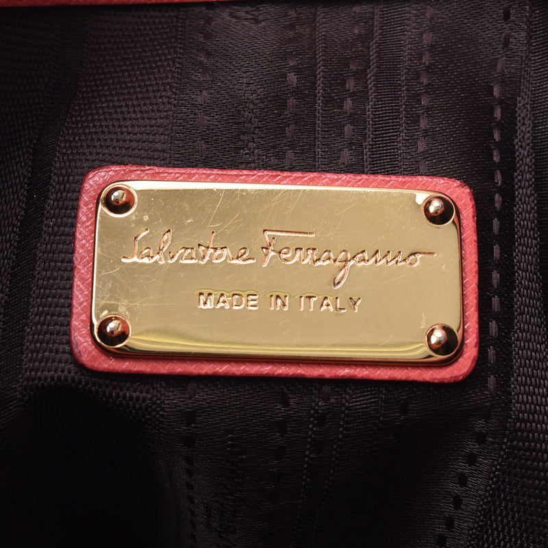Salvatore Ferragamo Ferragamo Gantini 2way手提包粉红金支架妇女的Curf肩包Ab排名使用Silgrin