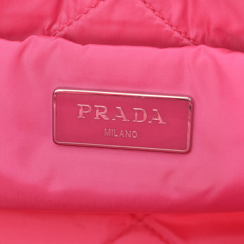 Prada Bomber 2way Bag Pink Silver Fittings Ladies Nylon Handbags