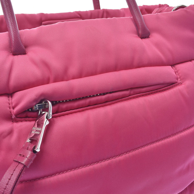 PRADA Prada Bomber 2way Bag Pink Silver Fittings Ladies Nylon Handbag B Rank Used Silgrin