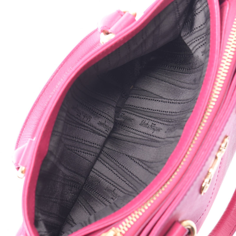 Salvatore Ferragamo Ferragamo 2way Bag Mini Ganchini Pink Gold Bracket Ladies Curf Handbags A-Rank Used Silgrin