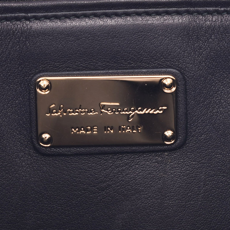 Salvatore Ferragamo フェラガモ ガンチーニ 2WAYバッグ 黒 ゴールド金具 レディース カーフ ハンドバッグ ABランク 中古 銀蔵