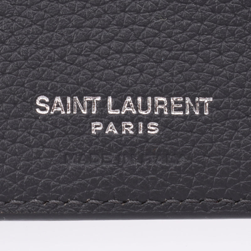Saint Laurent Sun Laurent双折钱包硬币壳与灰色银色支架UniSex Calf long钱包b排名使用水池