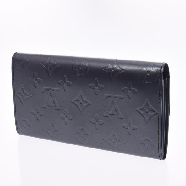 LOUIS VUITTON Louis Vuitton Monogram Mat Portomone Credit Blue M65175 Ladies Monogram Mat Long Wallet A Rank Used Ginzo