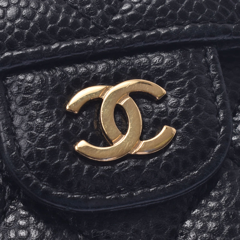 CHANEL Chanel Matrasse Compact Wallet Black Ladies Caviar Skin Tri-Fold Wallet A Rank Used Ginzo