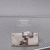 HERMES Hermes Kelly Wallet Blue Glacier Silver Hardware C Engraved (Around 2018) Unisex Vaux Epson Long Wallet B Rank Used Ginzo