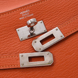 HERMES Hermes Kelly Wallet Orange Silver Metal Fittings □ Q Engraved (Around 2013) Unisex Goat Long Wallet AB Rank Used Ginzo