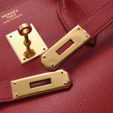 HERMES Hermes Birkin 35 Rouge Biff gold metal fittings □B engraved(circa 1998) unisex Kush Bell handbag a rank used silver