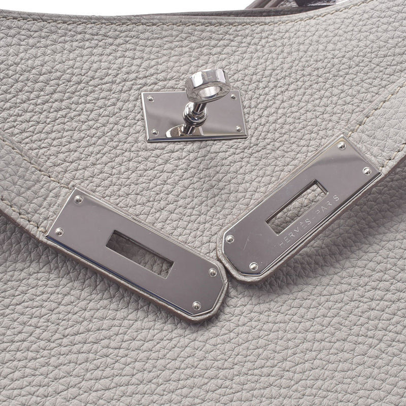 HERMES Hermes Soukery 22 Pearl Gray □ R Engraved (around 2014) Unisex Taurillon Clemence Shoulder Bag AB Rank Used Ginzo