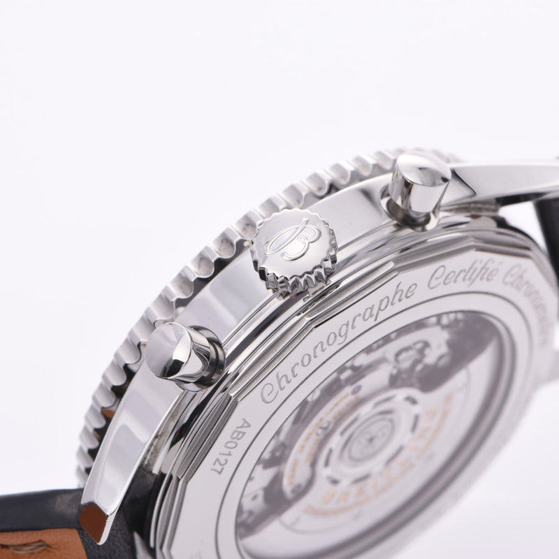 BREITLING 布赖特林导航计时器背面苏克 AB0127 男士 SS/皮革手表自动绕组黑色表盘 AB 排名二手银藏