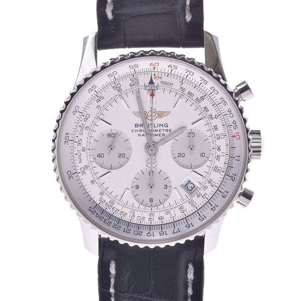 BREITLING Breitling Navitimer A23322 Men's SS/Leather Watch Automatic Silver Dial A Rank Used Ginzo