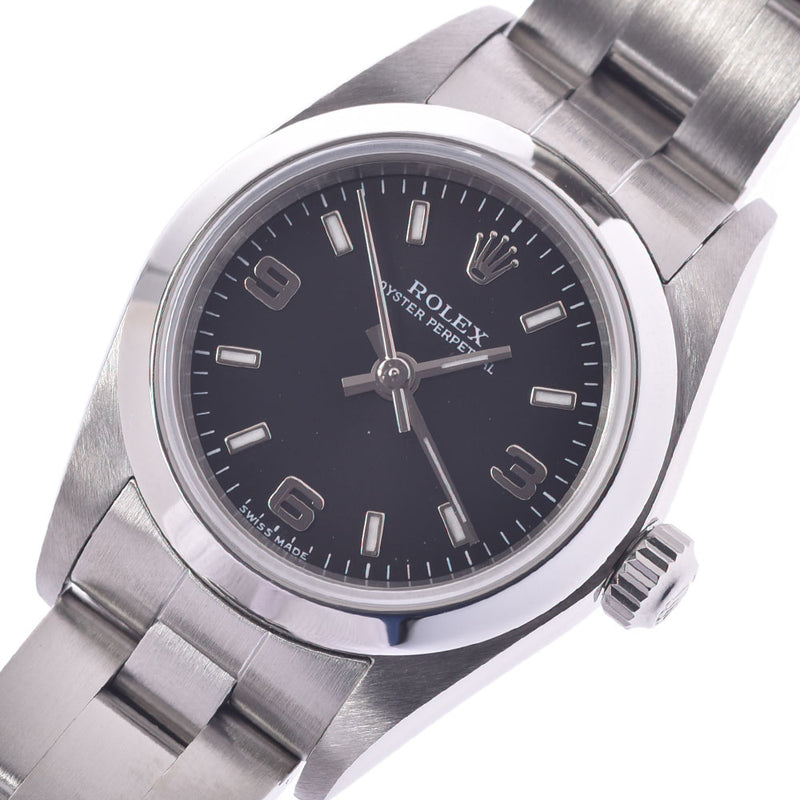 ROLEX ロレックス オイスターパーペチュアル 76080 レディース SS 腕時計 自動巻き 黒/369文字盤 Aランク 中古 銀蔵