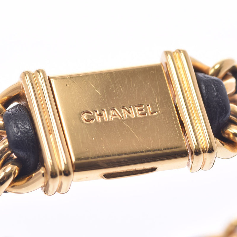 CHANEL シャネル プルミエール サイズL H0001 レディース GP/革 腕時計 クオーツ 黒文字盤 ABランク 中古 銀蔵