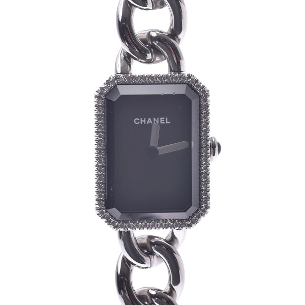 CHANEL シャネル プルミエール ベゼルダイヤ H3252 レディース SS 腕時計 クオーツ 黒文字盤 Aランク 中古 銀蔵