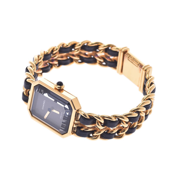 CHANEL Chanel Premier Size L H0001 Ladies GP/Leather Watch Quartz Black Dial AB Rank Used Ginzo