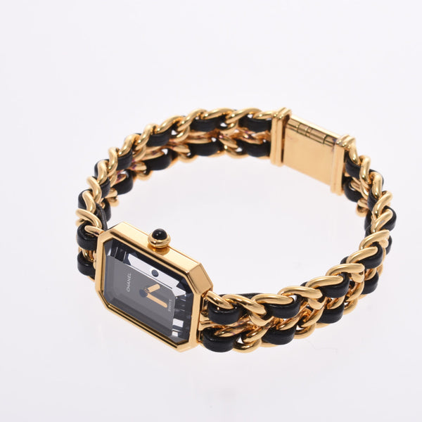 CHANEL Chanel Première Size XL H0001 Ladies GP/Leather Watch Quartz Black Dial AB Rank Used Ginzo