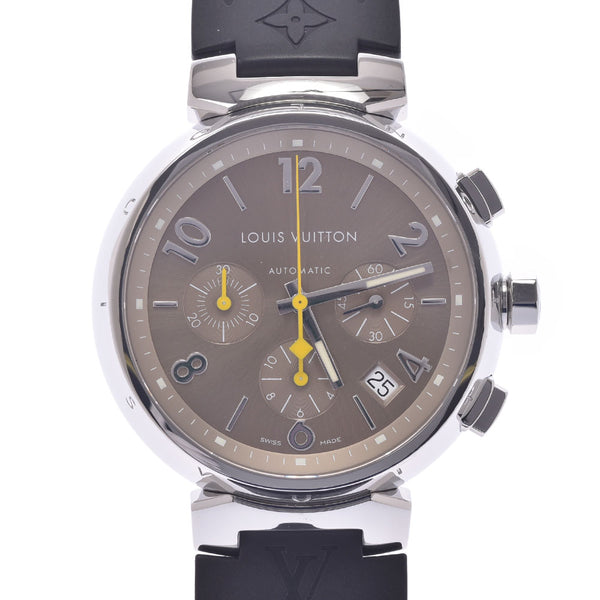 LOUIS VUITTON Louis Vuitton Tambour Chrono Q1122 Men's SS/Rubber Watch Automatic Gold Dial AB Rank Used Ginzo