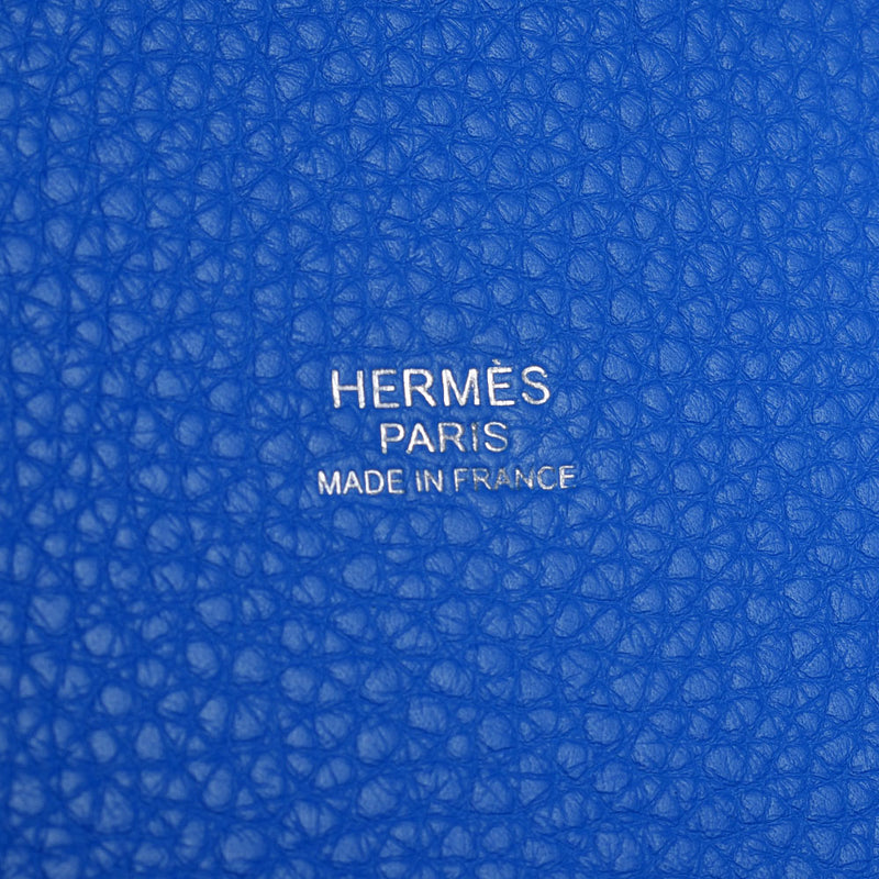 HERMMES爱马仕皮可坦摇滚MM蓝色伊多拉银金属零件X刻印（2016年左右）女士们三丽英克莱曼斯手提包新同二手银藏