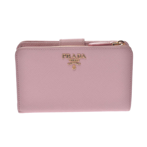 Prada Prada L-shaped Fastener Wallet Pink Gold Bracket 1ML225 Women's Safiano Two-folded wallet B rank used Silgrin