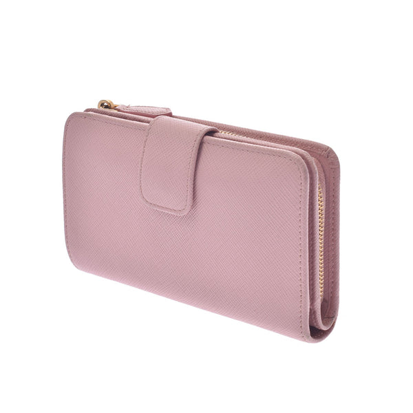 Prada Prada L-shaped Fastener Wallet Pink Gold Bracket 1ML225 Women's Safiano Two-folded wallet B rank used Silgrin
