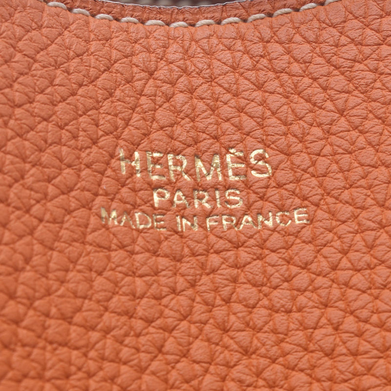 HERMES Hermes Deblesense 36 Reversible Bi-Color Orange/Gold □O Engraved (circa 2011) Unisex Trillon Clemence Tote Bag A Rank Used Ginzo