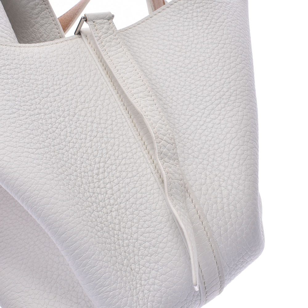 美品☆エルメスピコタンMM白トリヨンクレマンスハンドバッグ□J刻印